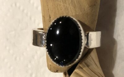 Black Onyx in Sterling Silver Band