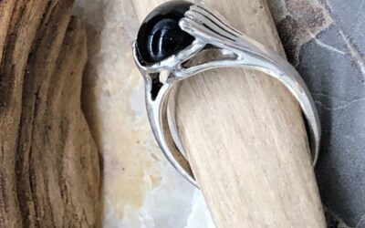 Black Onyx in Cast Sterling Silver Band