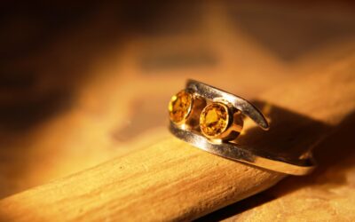 2 Citrine with Sterling Silver Band