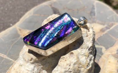 Dichroic Glass and Sterling Silver Pendant