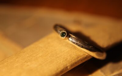 Emerald with Sterling Silver Band