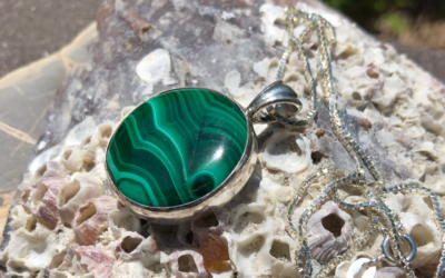 Malachite and Sterling Silver Necklace with 22’’ Chain